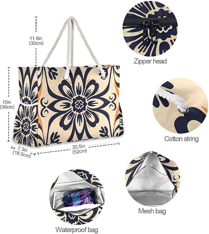 senya Large Beach Shoulder Bags Canvas Tote Water Resistant for Gym Travel Daily - Image 6
