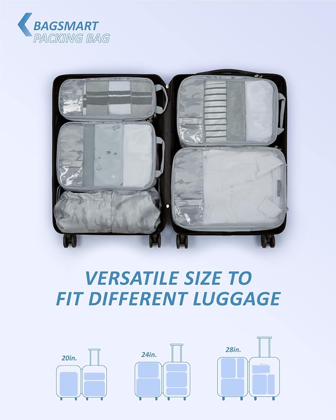 BAGSMART 6 Set /4 Set/2 Set Compression Packing Cubes for Travel, Lightweight Luggage Organizer Bags, Durable Space Saver Bags Travel Essentials - Image 3