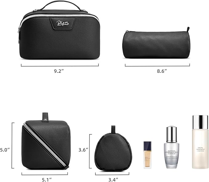 BOYATU Travel Makeup Bag Cosmetic Bags for Women: Large Capacity 3 Pcs Set Make up Bag with Compartments - Waterproof Vegan Leather Toiletry Organizer Bags with Handle (L26Black) - Image 5
