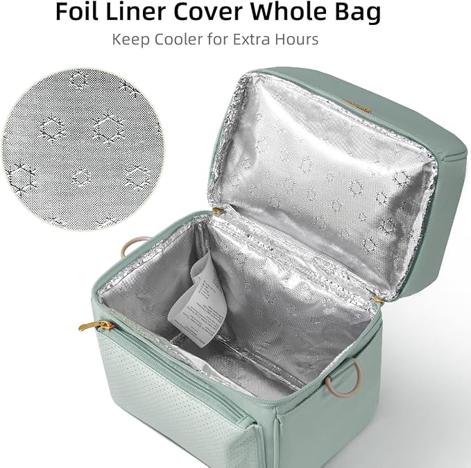 SUNVENO Breast Milk Cooler Bag with Detachable Insulation Box, Double-Layer Pumping Travel Bag for Work & Daycare, Fits Bottles, Ice Packs and Pump Parts,Green - Image 6