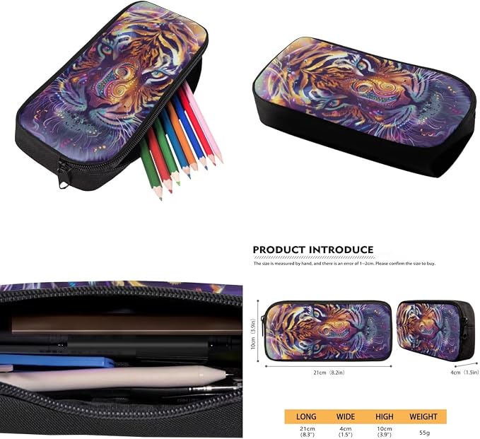 Fierce Tiger Kids Boys Backpack with Lunch Box Water Bottle Carrier with Strap and Soft Pencil Case Elementary 4PCS Set Bookbag Front Side Pocket 17 inch Large Capacity School Bag Gifts - Image 5
