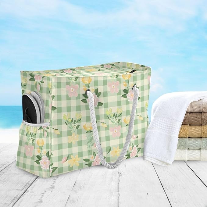 senya Large Beach Bags Totes Swim Canvas Tote Shoulder Bag Water Resistant Bags for Gym Travel Daily - Image 6