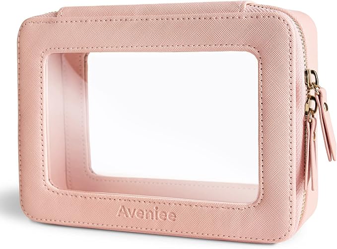 Aveniee Clear Makeup Bag Organizer,Large Travel Toiletry Bag for Women, Waterproof Cosmetic Pouch with Zippers,Car Organizers and Storage Case for Accessories,Pink by Aveniee