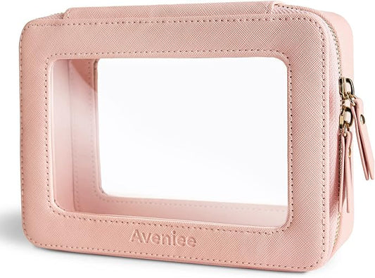 Aveniee Clear Makeup Bag Organizer,Large Travel Toiletry Bag for Women, Waterproof Cosmetic Pouch with Zippers,Car Organizers and Storage Case for Accessories,Pink by Aveniee