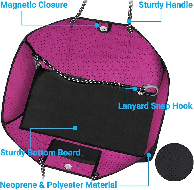 IBFUN Neoprene Bag, Large Multipurpose Beach Bag Neoprene Tote Bag with Inner Pocket for Women/Pool - Image 4