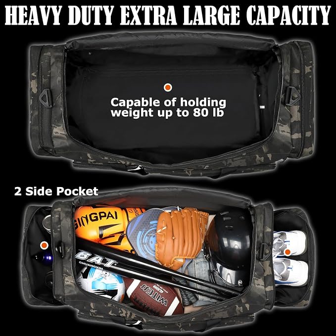 130L Extra Large Duffle Bag for Men, Heavy Duty Duffle Bag for Travel, Large Sports Gym Equipment Bag for Hockey Football Soccer Baseball Basketball & Team training, Dark CM - Image 4