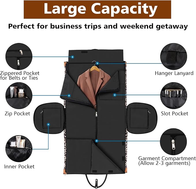 Garment Bag for Travel Convertible Carry On Garment Bag Large Travel Duffel Bags for Women 2 in 1 Hanging Suitcase Suit Travel Bags for Women & Men 3pcs Set - Image 4