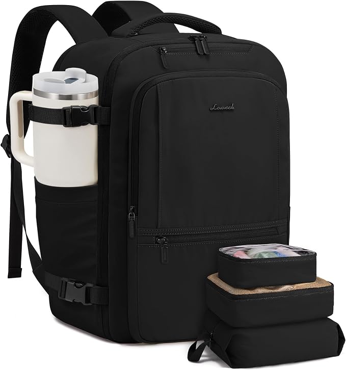 LOVEVOOK Travel Backpack for Women & Men, 60L Large Carry On Backpack Airline Approved, TSA Personal Item Weekender Bag, Laptop Backpacks with 3 Packing Cubes for Travel Essentials, Waist Belt by LOVEVOOK