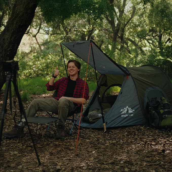 Night Cat Pop-up Camping Tent: 1 Person Tent Waterproof Instant Easy Setup Outdoor Tent - Image 6