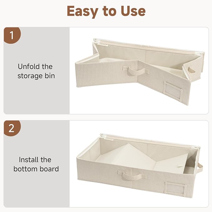 StorageWorks Under Bed Storage Containers with Handles and Label Holder, 2 Pack Ultra-thick Fabric Underbed Bins, Closet Organizer for Clothes, Blankets, Sweater - Image 7