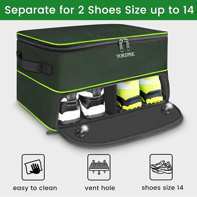 YOREPEK 2 Layer Golf Trunk Organizer, Golf Gifts for Men with Separate Ventilated Compartment for 2 Pair Shoes, Waterproof Car Trunk Locker for Balls, Tees, Clothes, Gloves, Gifts for Golfers - Image 3