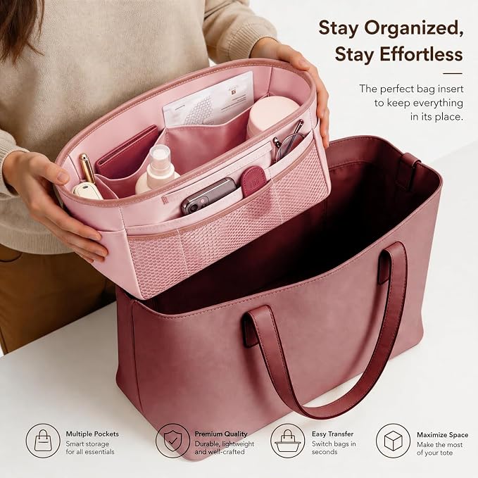 GIVLEFLY Purse Organizer Insert for Tote Bag, 9.84 Inch Satin Bag Organizer, Multi Pocket Handbag Organizer for Everyday Totes - Image 5