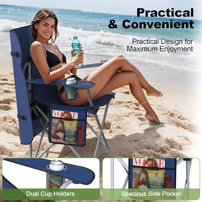 VTOY Portable Camping Chair with Canopy - Folding Chair with Canopy, Durable 600D Oxford Canopy Chair for Camping, Beach, Picnics, Fishing & Sports - Image 7