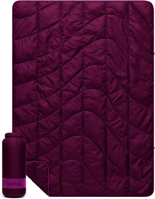 Rumpl Travel Puffy Blanket, Ultra-Packable Travel-Size Warmth and Comfort, Plum by Rumpl