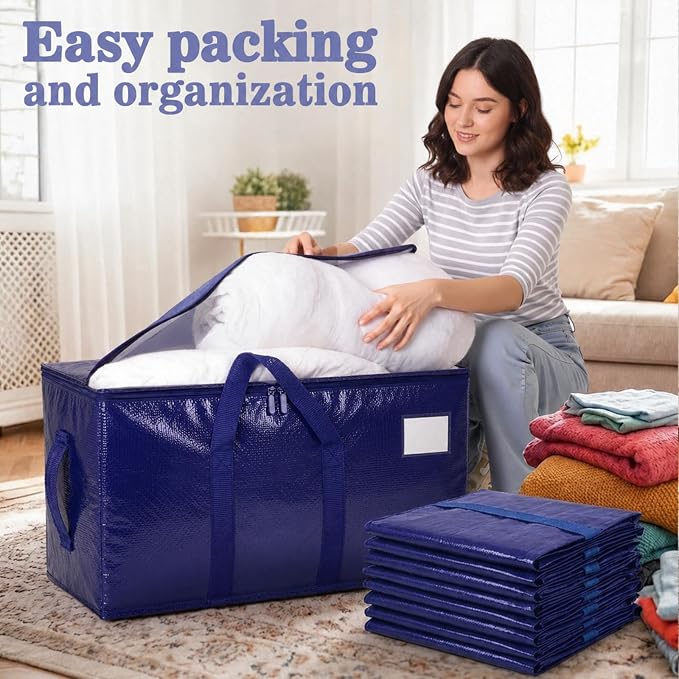 Songrey Heavy Duty Moving Bags, 6 Pack Large Storage Bags with Zipper & Handles, Waterproof Totes Bags for Clothes Packing, Moving, College Supplies, Home Organization - Image 5