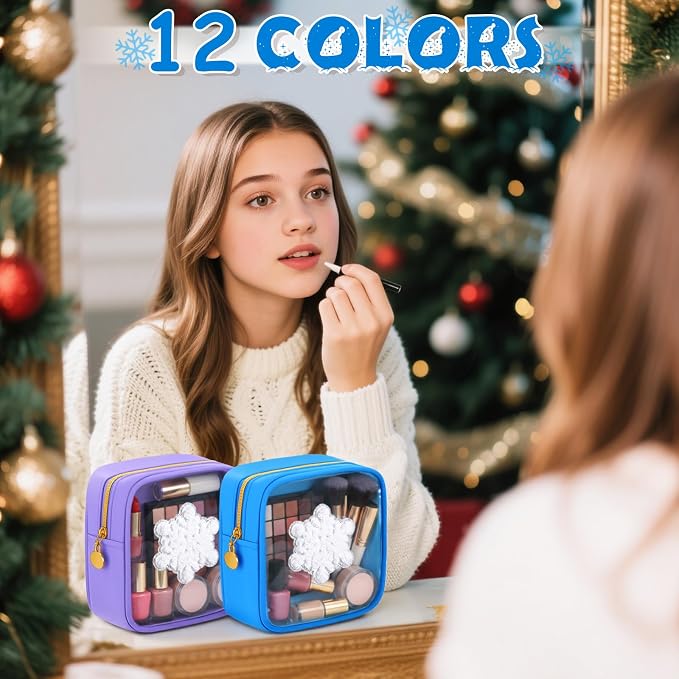 Abbylike Christmas Preppy Patch Makeup Bags Bulk Holiday Makeup Bag Skincare Pouch Xmas Zipper Cosmetic Pouch Preppy Thing for Travel Christmas Women Gift(Colorful) - Image 4