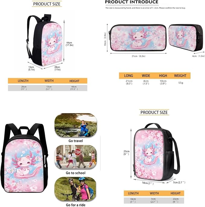AFPANQZ Kids Backpack 3 Pieces Set Large Capacity School Bags with Heat Insulated Lunch Bags Small Pencil Bags 3 Pack - Image 5