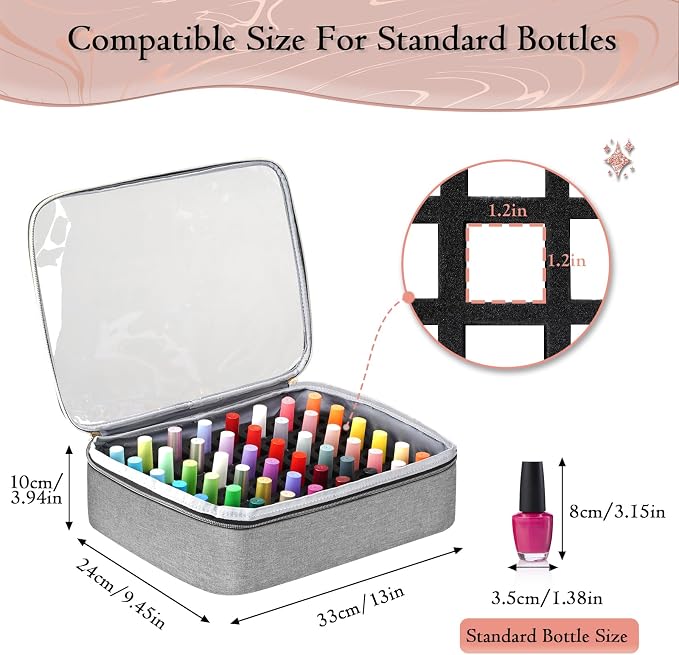 YOREPEK XL Nail Polish Organizer Case for 96 to 100+ Bottles, Urban Mist | Nail Polish Holder with Support Board for Easy Access, Gel Nail Kit Bag For Manicure Tools, Nail Stuff, Travel, kit de uñas - Image 4