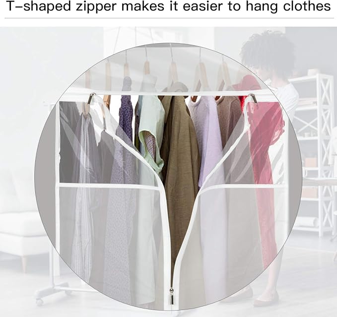 Zilink Hanging Clothes Bag Organizer 43 inch-2 Pack Large Garment Bags Suit Bag for Storage Hanging Clothes Cover for Suit Coats Dress Closet Storage (Hanger Not Included) - Image 2