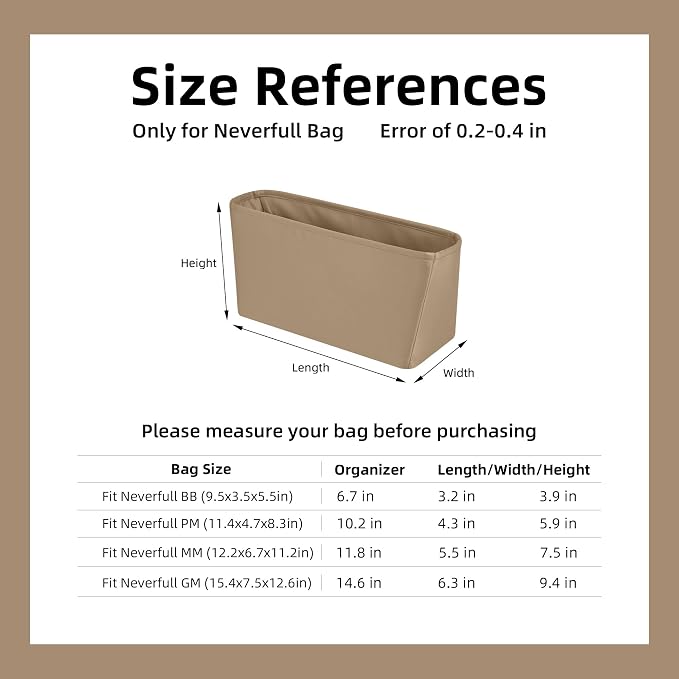 DGAZ Purse Organizer Insert Fits Neverfullbag Mini/PM/MM/GM，Silk Bag Organizer，Luxury Handbag & Tote Shaper(Chai,GM) - Image 7