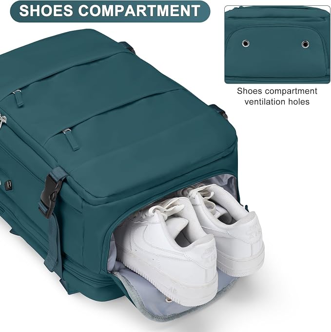 coofay Extra Large Backpack For Traveling On Airplane Carry On Backpack Flight Approved Personal Item Travel Backpack For Women Men Airline Approved Gym Bag With Shoe Compartment Weekender Hiking Bag - Image 7