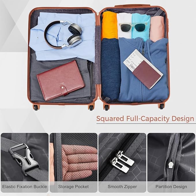 Luggage Sets, 3 Pcs Hardside Lightweight Suit case with Spinner Wheels & Lock - Image 4
