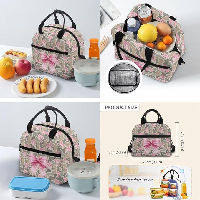 Pink Bow 4 Piece Kids Backpack Set, 17 Inch School Backpack with Lunch Bag, Pencil Case and Water Bottle Holder, Lightweight Multi-Pocket Bookbag for Elementary Middle School - Image 5