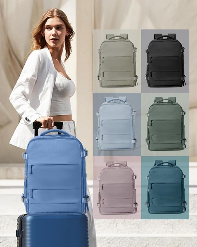coowoz Large Travel Backpack Carry On for Women Man Waterproof Gym Backpacks with Laptop Compartment Mochila de Viaje Teacher Personal Item Backpack Rucksack Airplane Accessories Must Haves Sky Blue - Image 3