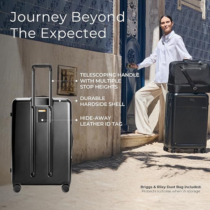Briggs & Riley 30" Large Expandable Spinner - Checked Luggage for Travel, Suitcases with Wheels, Hardside Rolling Bag for Men & Women, Self-Repairing Zipper - Sympatico Collection, Black - Image 5