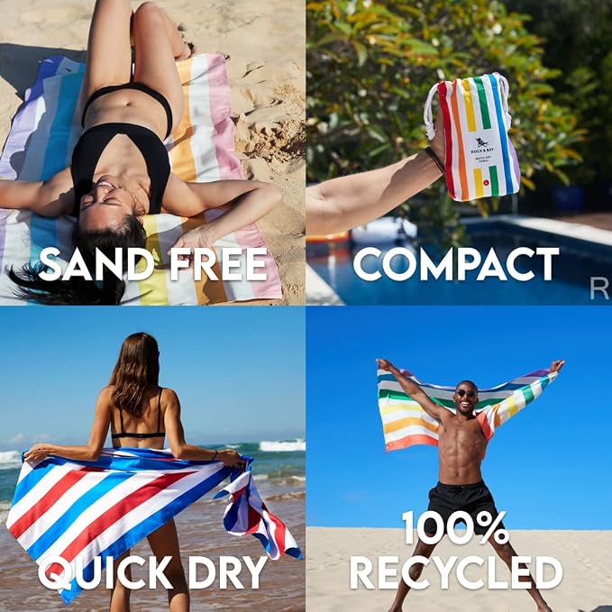 Dock & Bay Beach Towel - Quick Dry, Sand Free - Compact, Lightweight - 100% Recycled - Includes Bag - Summer - Unicorn Waves - Extra Large (200x90cm, 78x35) - Image 5