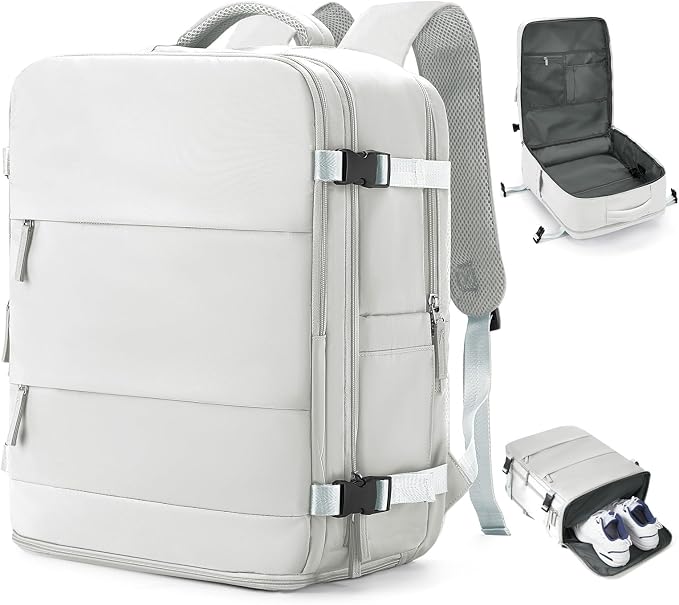 coowoz Large Travel Backpack Carry On for Women Man Gym Backpacks with Laptop Compartment Mochila de Viaje Teacher Personal Item Backpack Rucksack Airplane Accessories Must Haves Grey by coowoz