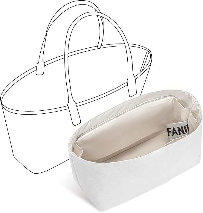 Tote Bag Organizer Insert for ST Louis GM Handbag,Custom Fit Inside Premium Lightweight Water Resistant Purse Insert with Zipper(Craie) by FANJIProject