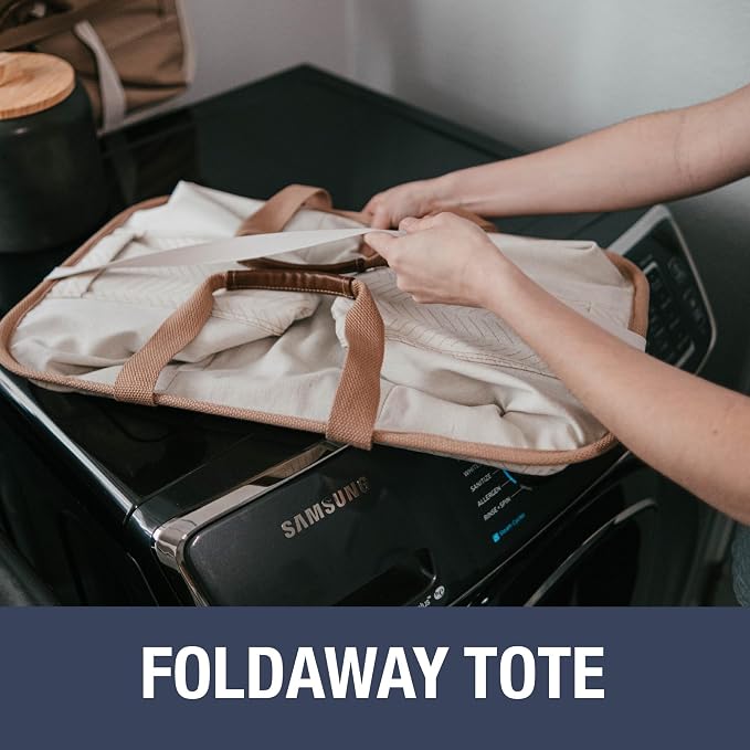 CleverMade LUXE Collapsible Laundry Caddy, 64L, 2 Pack, Navy Noir | Refined fabric and vegan leather details suit open rooms. The structured frame carries 2 loads and folds flat for storage. - Image 6