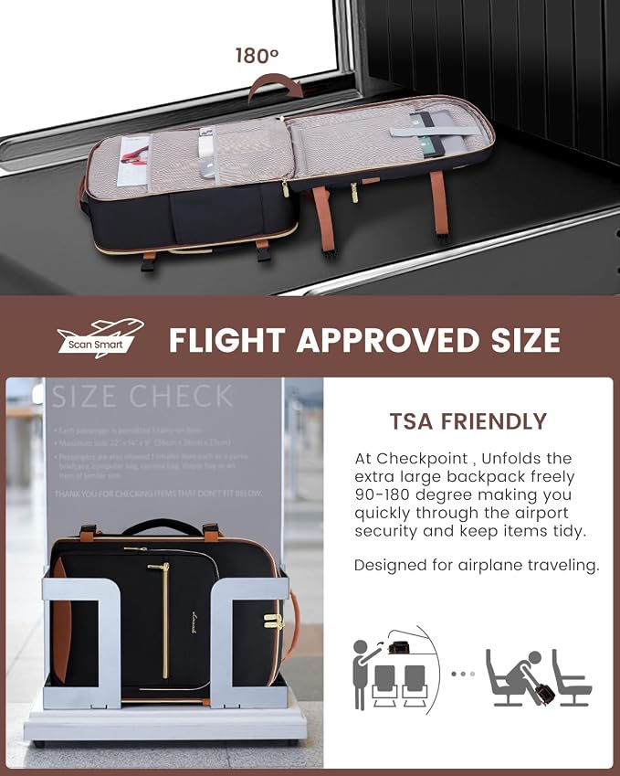 LOVEVOOK 50L Travel Backpack for Women & Men, Airline Approved Carry On Luggage with 3 Packing Cubes, TSA Overnight Bags, Waterproof Personal Item Bag, Weekender Essentials Backpacks fits 17" Laptop - Image 2