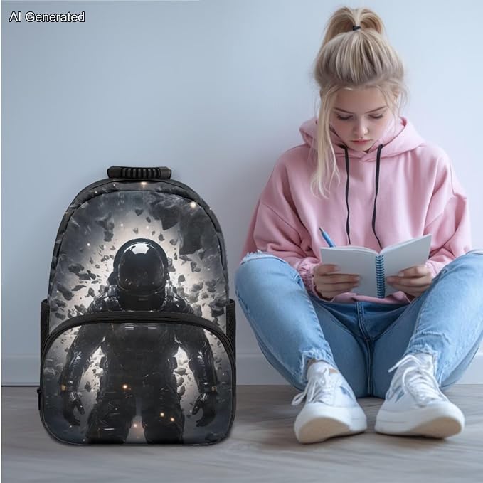 Handsome Astronaut Backpack Set Kids 4 Piece School Bag with Lunch Bag Box Pencil CaseWater Bottle Slevee Complete Matching Elementary Preschool Gifts School Gifts for Boys - Image 2