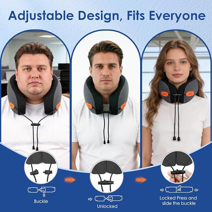 jiaao Travel Pillow Memory Foam Neck Pillow for Airplanes with Adjustable Neck Support, Includes Eye Mask, Earplugs & Storage Bag - Perfect for Flights, Road Trips, and Trains - Image 5