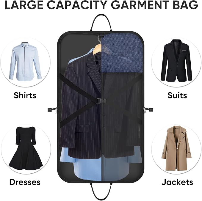 BALEINE Travel Garment Bag, Travel Suit Bag for Men, Water Resistant Carry on Garment Bag for Hanging Clothes, Garment Duffel Bag for Travel Business (Blue, 42") - Image 5