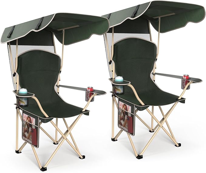 VTOY Portable Camping Chair with Canopy - Folding Chair with Canopy, Durable 600D Oxford Canopy Chair for Camping, Beach, Picnics, Fishing & Sports by VTOY