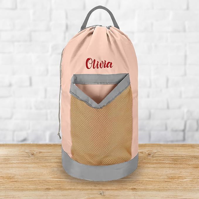 2 Pack Personalized Laundry Bag Heavy Duty Custom Senior University XL Bag Backpack with Hanging Shoulder Strap & Mesh Pocket - Back to School College Graduation Gift - Choose Font & Thread Color - Image 7