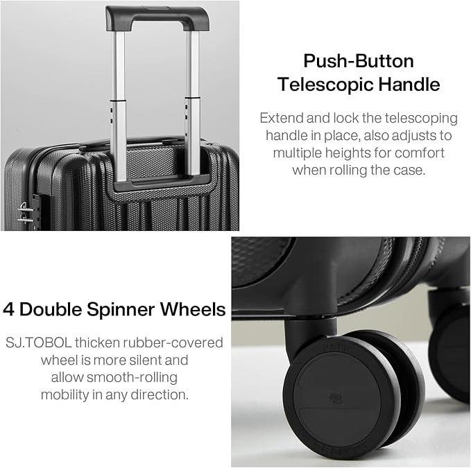 Hanke 14 Inch Underseat Carry On Luggage with Wheels Hard Shell Suitcases Carry On Bag Lightweight Small Mini Suitcase Tsa Luggage for Travel.（Jet Black） - Image 9