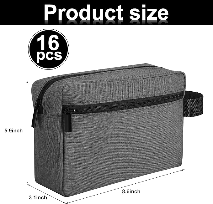 Paterr 16 Pcs Travel Toiletry Bag for Women Men Large Water Resistant Shaving Bag Hanging Cosmetic Bag with Handle and Divider Storage Travel Pouch Case (Dark Gray) - Image 3