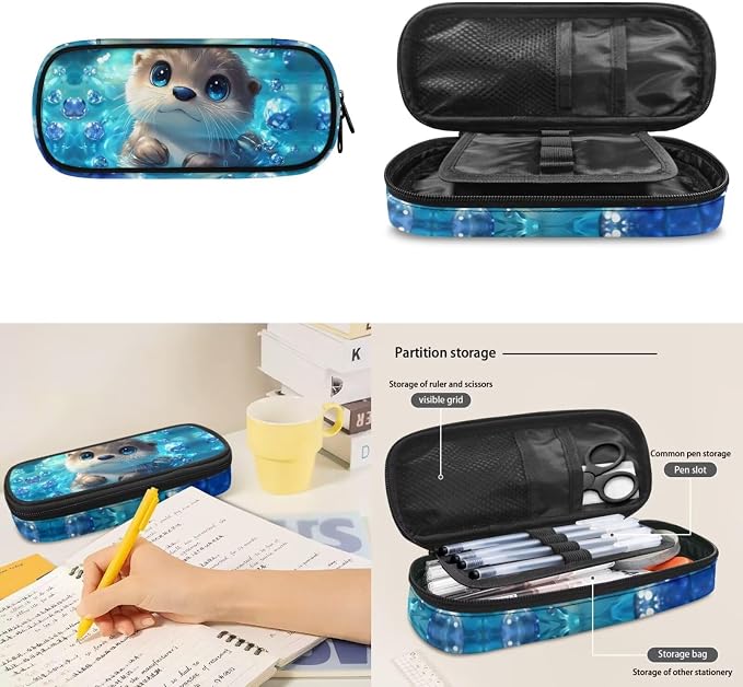 Otter Boys Backpack and Lunch Box Set 6-12 Elementary School Bag Set with Lunch Bag Pencil Case 3Pcs Kids Bookbag for Middle School - Image 6