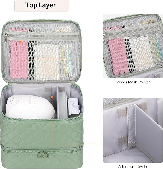 Ethereal Nail Polish Organizer Case Holds 30+ Bottles (15ml/0.5 fl.oz) Nail Lamp, Gel Polish Travel Case Bag for Nail Suppiles, Gift for Manicurist, Girls - Image 2