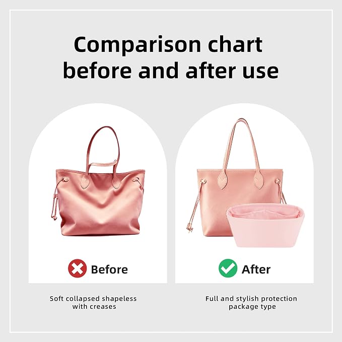 DGAZ Purse Organizer Insert Fits Neverfullbag BB/PM/MM/GM，Silk Bag Organizer，Luxury Handbag & Tote Shaper(Pink,BB) - Image 4