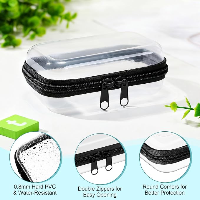 Sanwuta 6 Pcs Clear Hard Zipper Case Plastic Zipper Pouches Transparent Makeup Bag Pencil Case Pouches Toiletry Diaper Bag for Travel Toy Storage Organizer Bins(Black,5 x 3 x 2 Inch) - Image 3