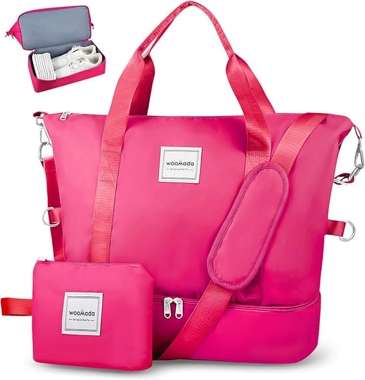 WOOMADA Weekender Bag for Women, Travel Duffel Bags with Shoe Compartment & Wet Pocket, Personal Item Bag for Airlines by WOOMADA