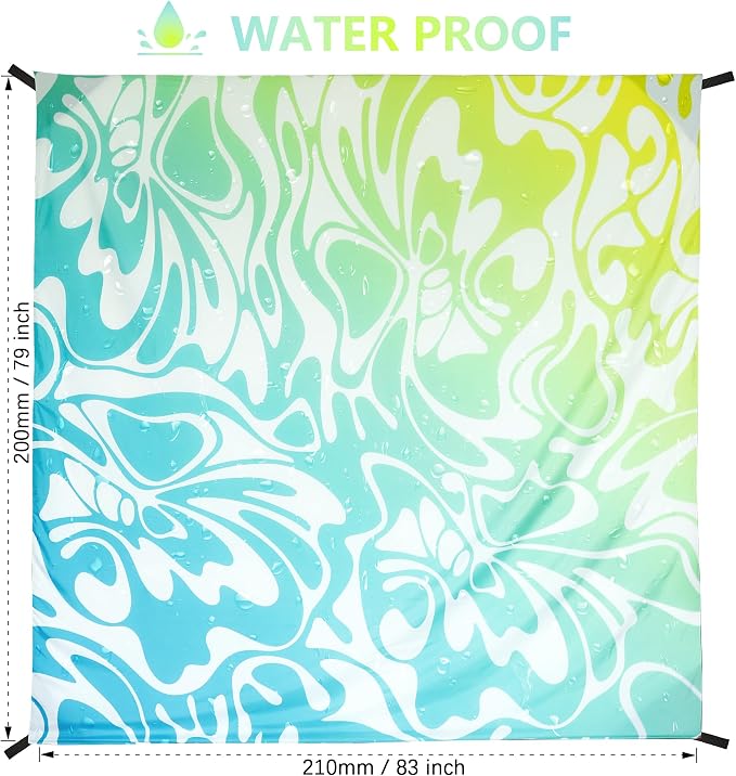 WIWIGO Beach Blanket Waterproof Sandproof Beach Mat 79" X 83"/10'x9'for 2-8 Adults Quick Drying Outdoor Picnic Mat Beach Accessories for Travel, Camping, Hiking - Image 2