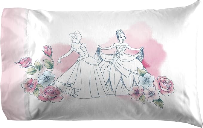 Jay Franco Kids Sheet Set with Fitted, Flat Sheets & Pillow Cover - Ultra-Soft Bedding with Pillowcase for Room Decor, Pink - Disney Princess, 3 Piece Twin - Image 4