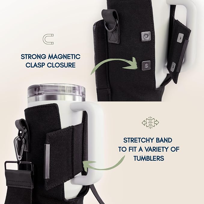 Water Bottle Sling Bag Crossbody Water Bottle Holder with Strap & Phone Pocket Insulated Carrier for Stanley & Hydro Flask up to 40oz Travel & Walking Companion - Image 4