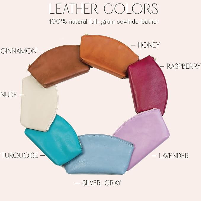 Personalized Makeup Bag • Genuine Leather Custom Cosmetic Bag • Mini Bag for Purse • Leather Make Up Pouch • Custom Toiletry Bag • Customized Bag with Name or Initials • Makeup Accessories for Women - Image 8